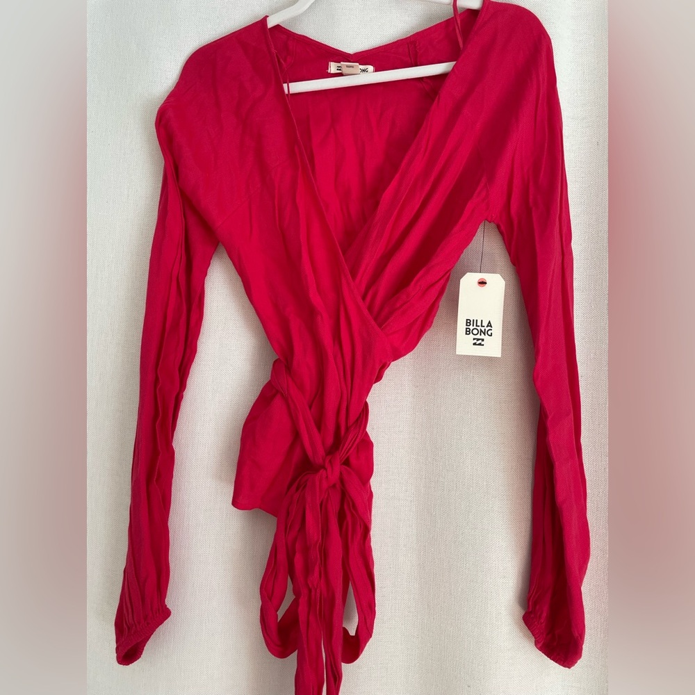 NWT Billabong Hot Pink Wrap Crop Top